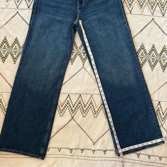 Y2K H&M Wide Leg Comfort Stretch High Waist Dark Wash Denim Jeans NWT Size 8 - Picture 4 of 15